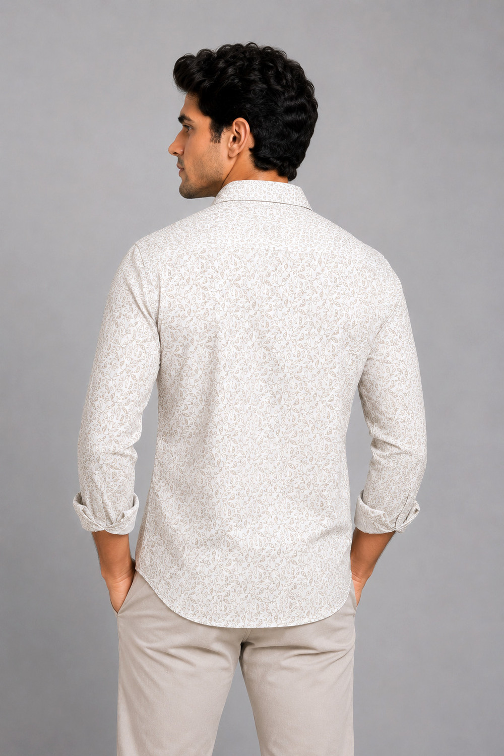 Image of U.S. Pitchers Men Slim Fit Printed Spread Collar Casual Shirt