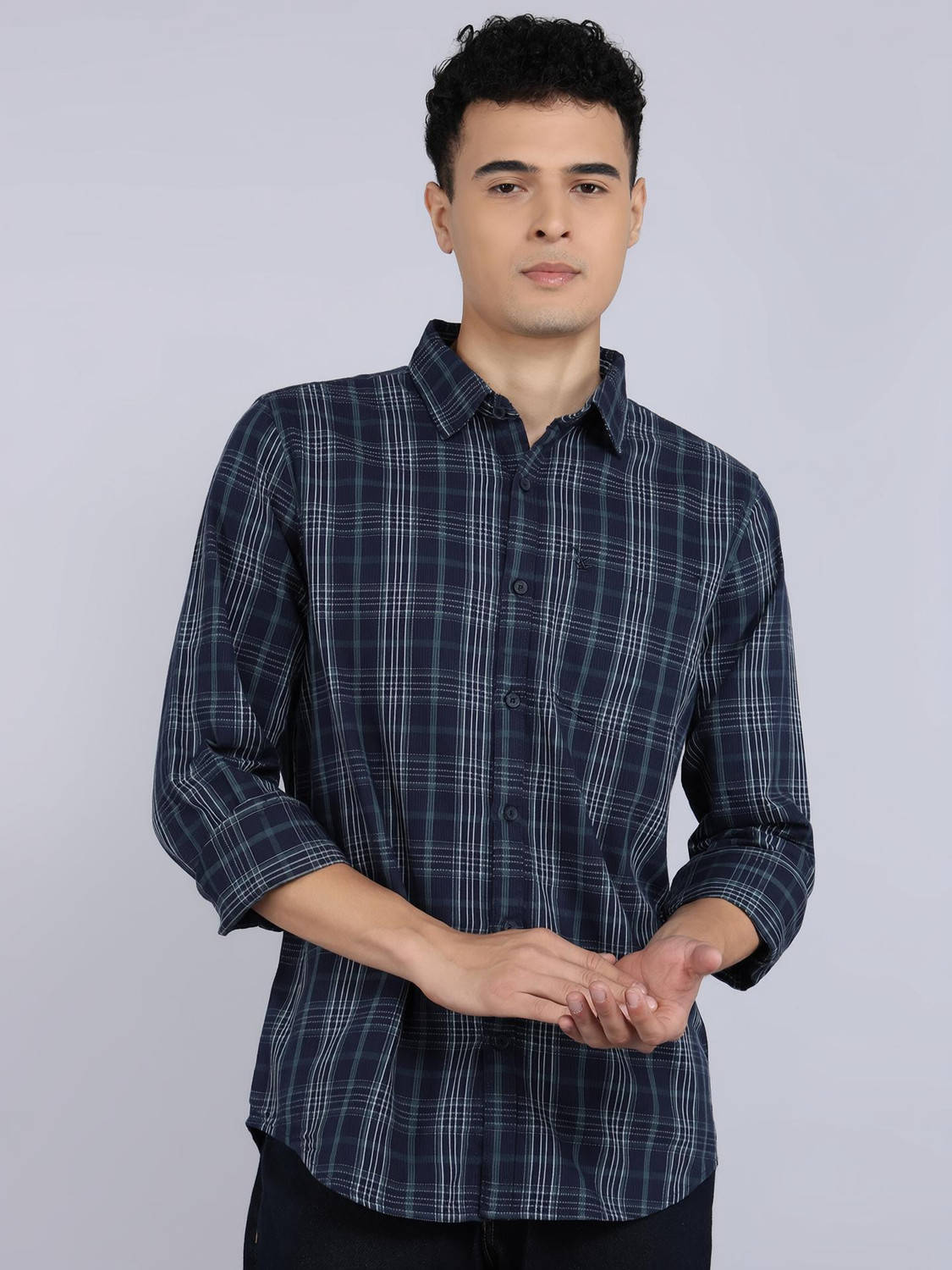 Image of WROGN Men Regular Fit Checkered Casual Shirt