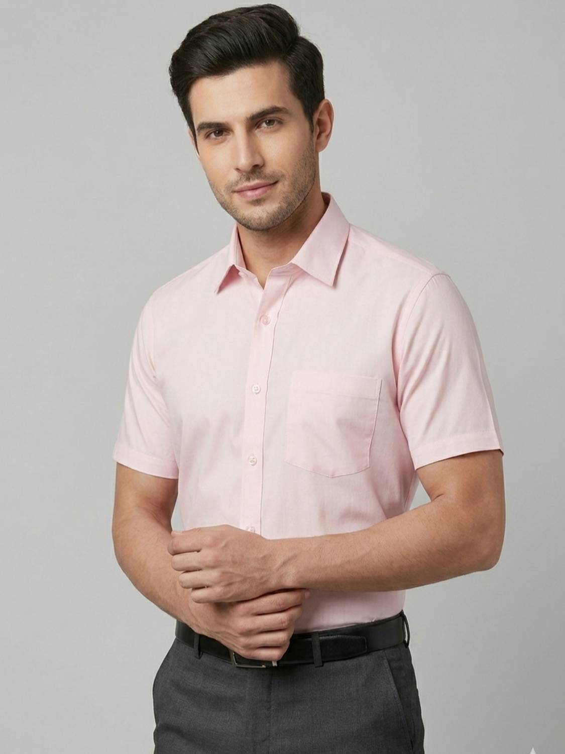 Appel Touch Men Solid Formal Pink Shirt