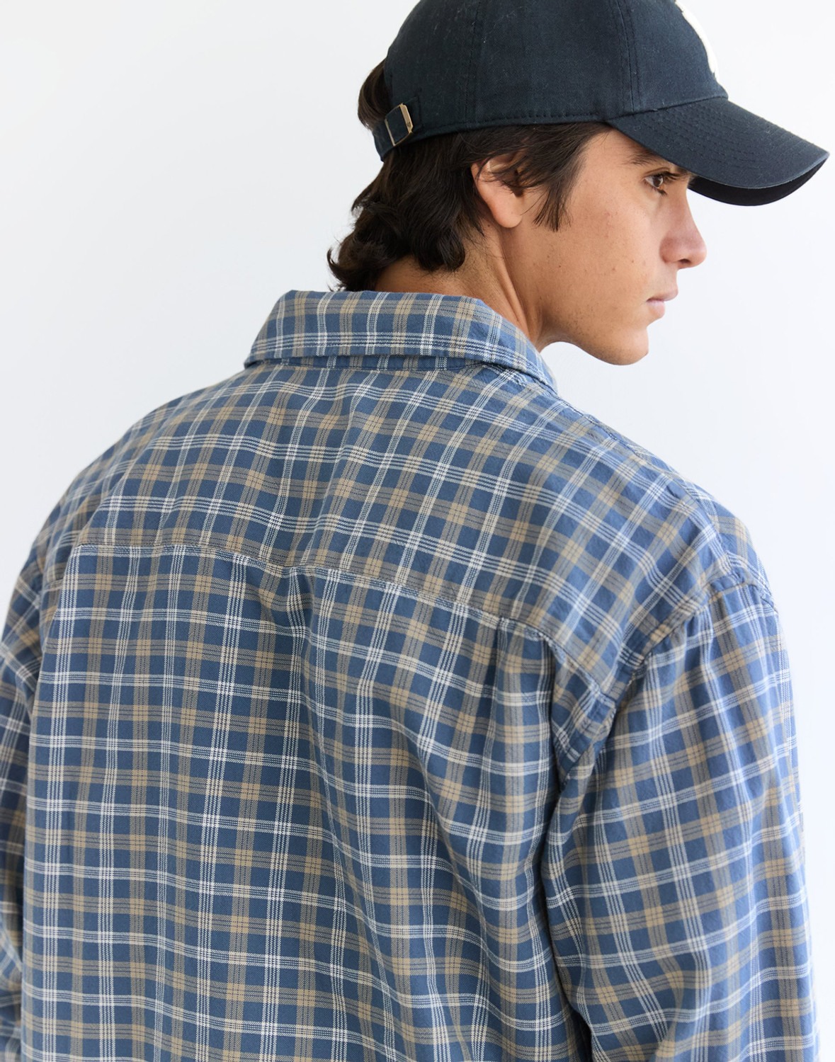 Image of American Eagle Men Checkered Casual Blue Shirt