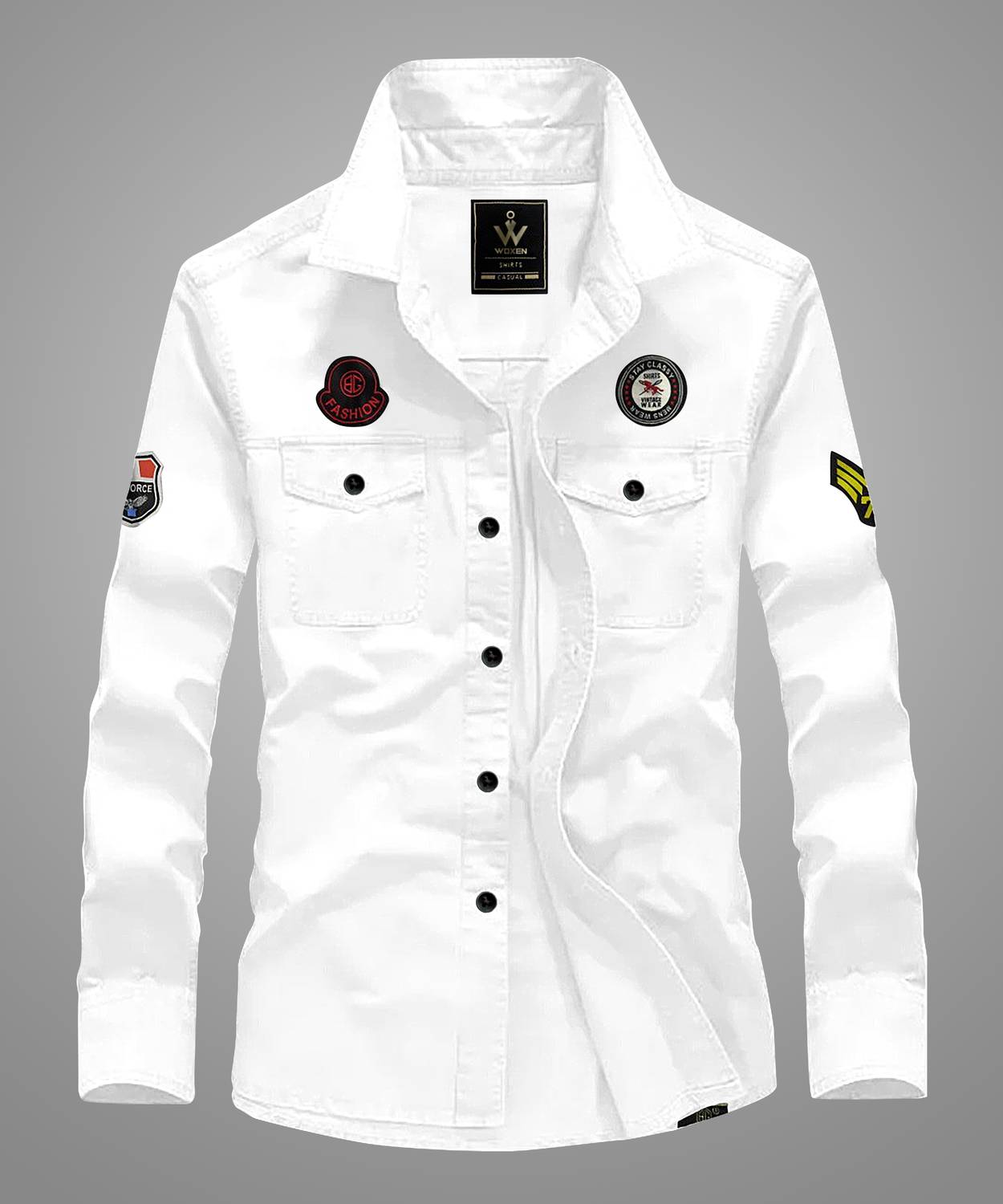WOXEN Men Regular Fit Solid Spread Collar Casual Shirt