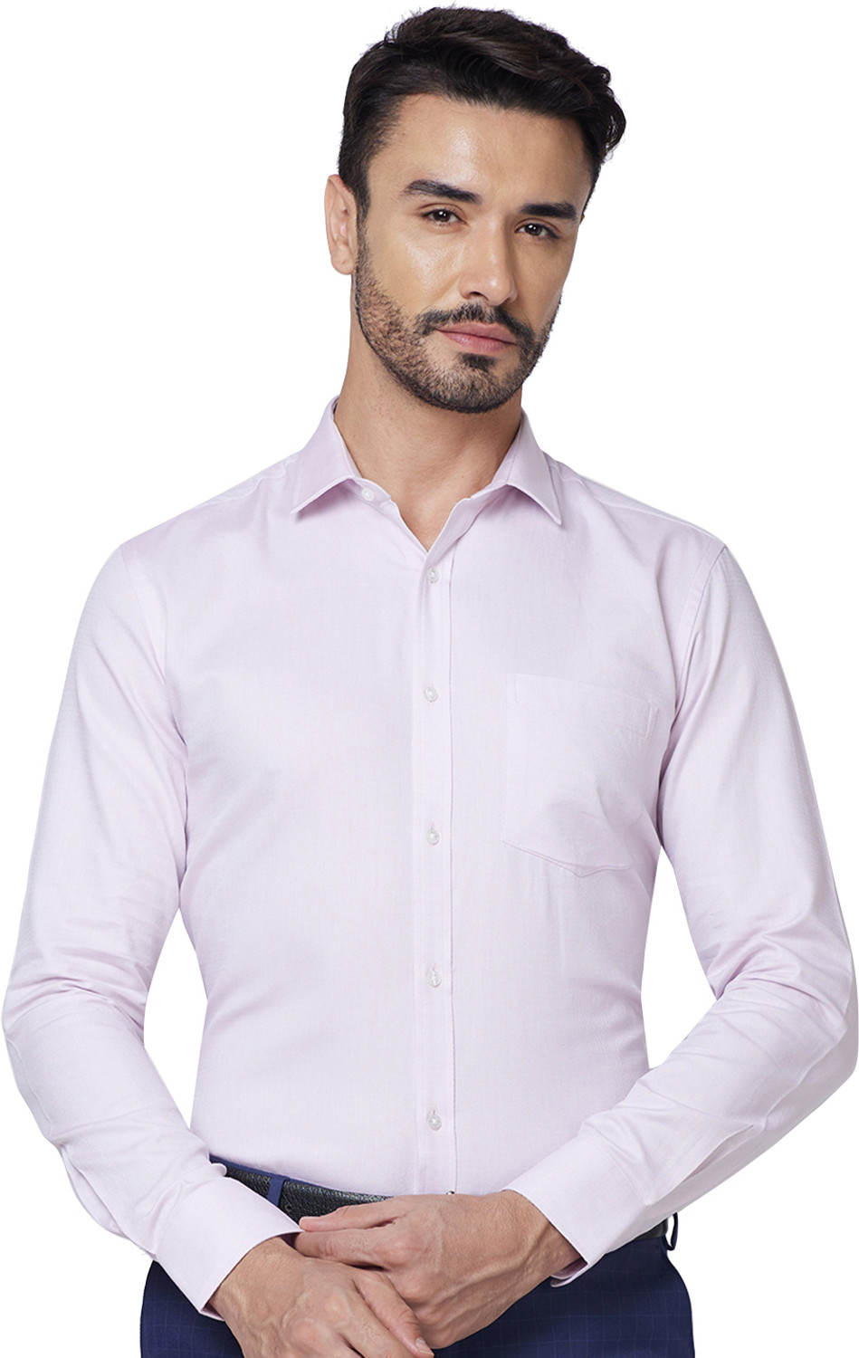 Image of PARK AVENUE Men Solid Formal Pink Shirt