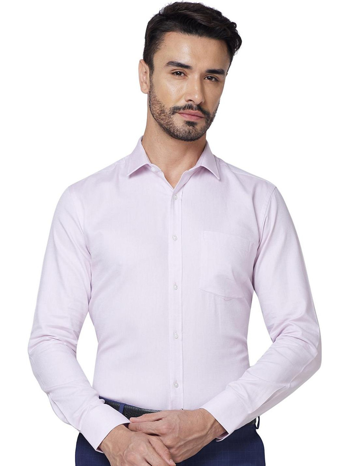 Image of PARK AVENUE Men Solid Formal Pink Shirt