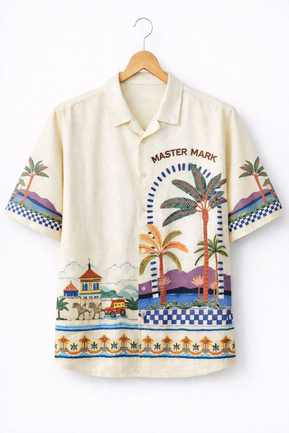 MM MASTER MARK Men Printed Casual Cream Shirt - Image 1