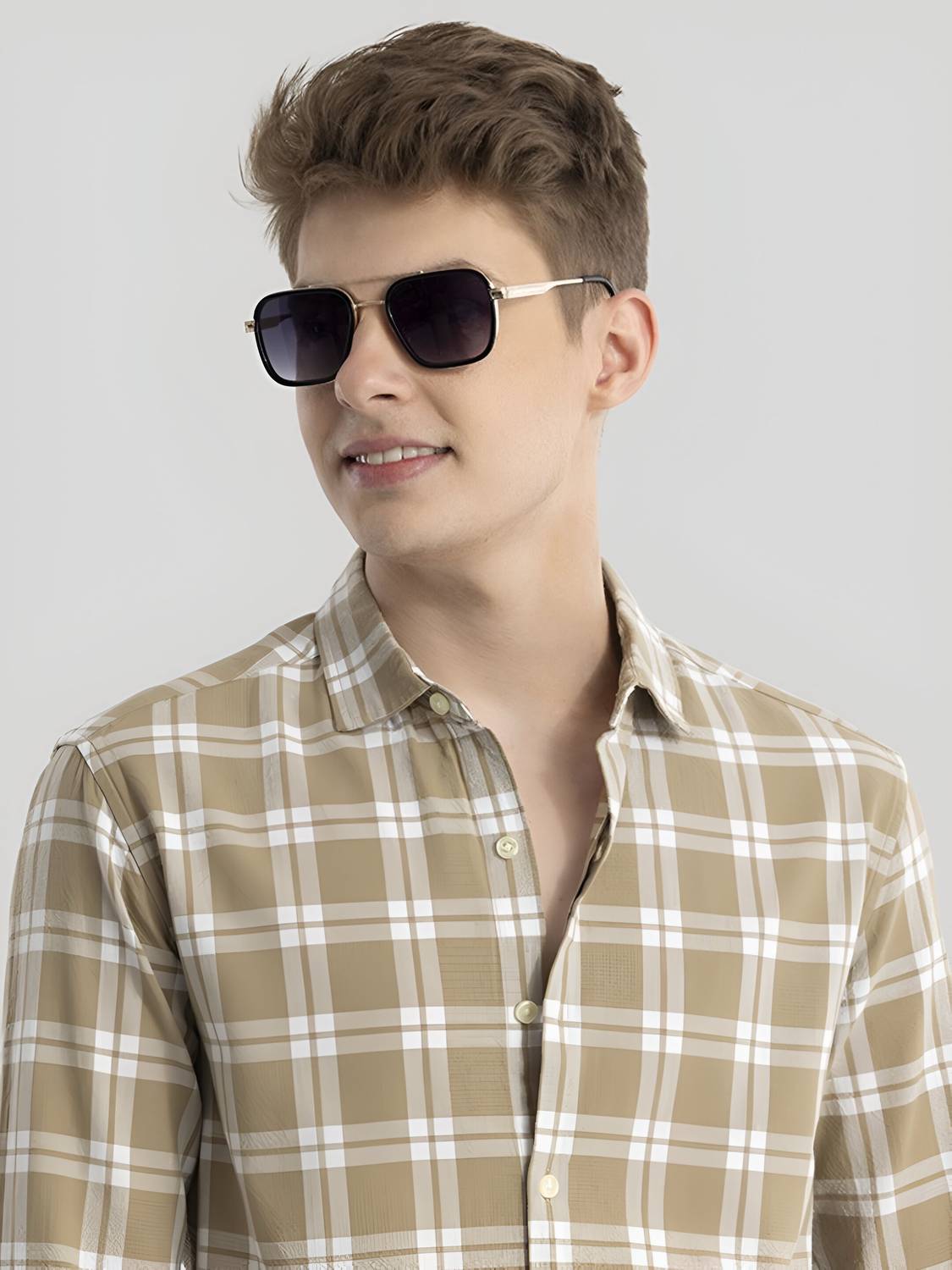 RODEIZ Men Striped Casual Beige Shirt - Image 4