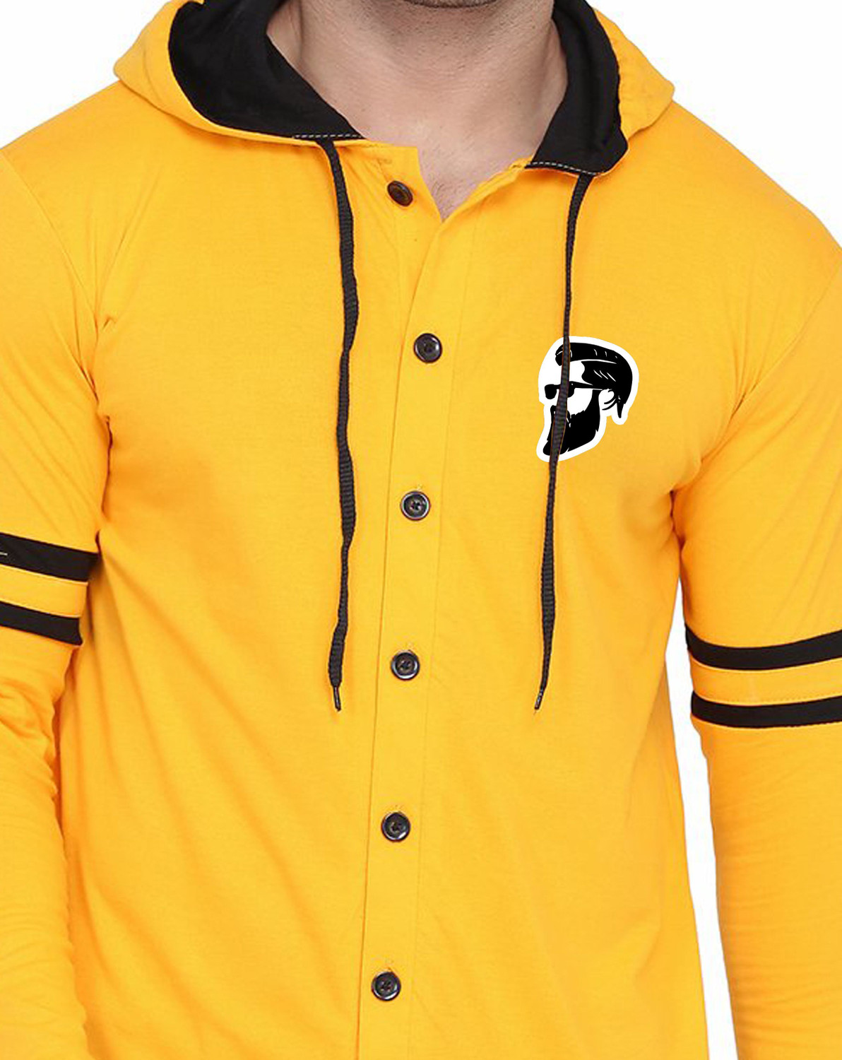Image of Lawful Casual Men Solid Casual Yellow Shirt