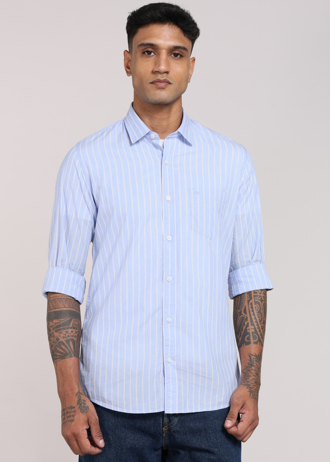 Image of PETER ENGLAND Men Slim Fit Striped Casual Shirt