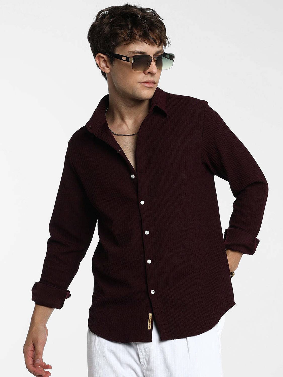 INDICLUB Men Purple Casual Shirt