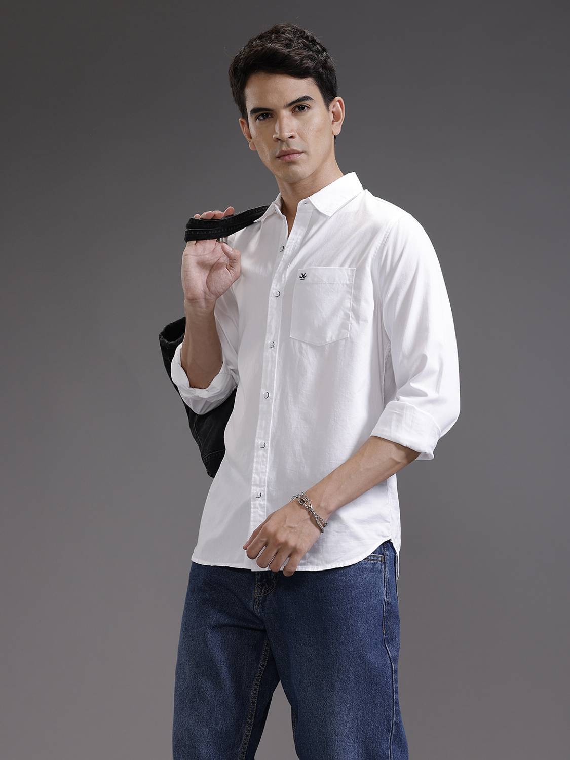 WROGN Men Solid Casual White Shirt - Image 1