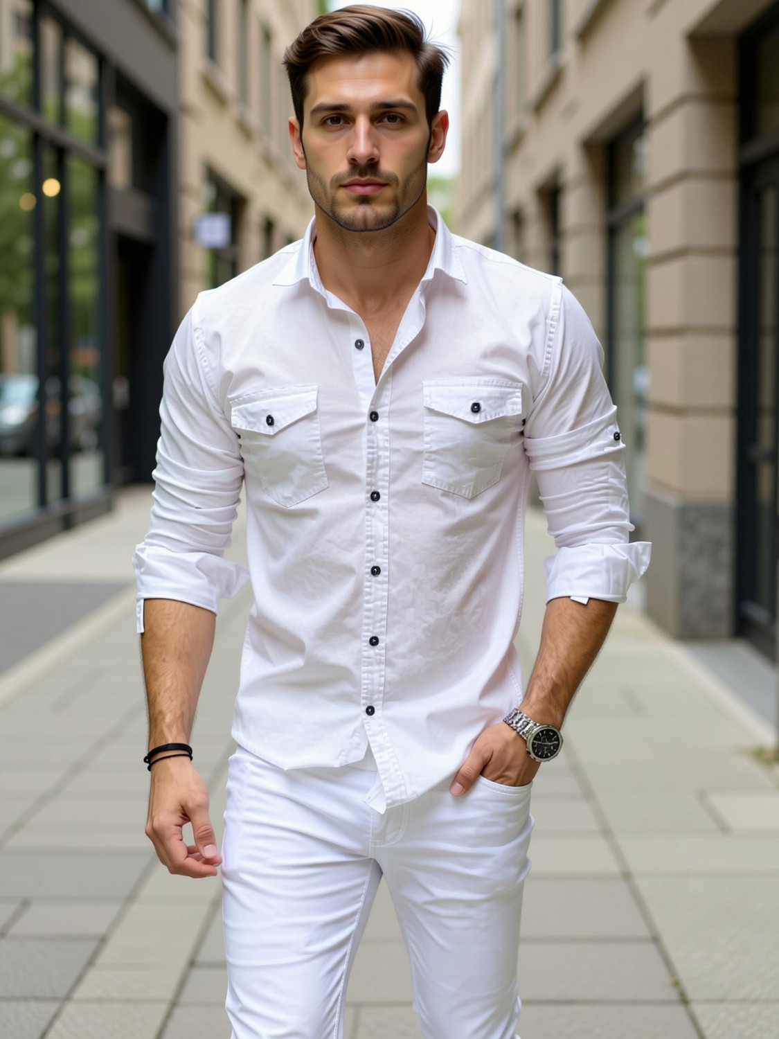 Image of EMTY FASHION Men Solid Casual White Shirt