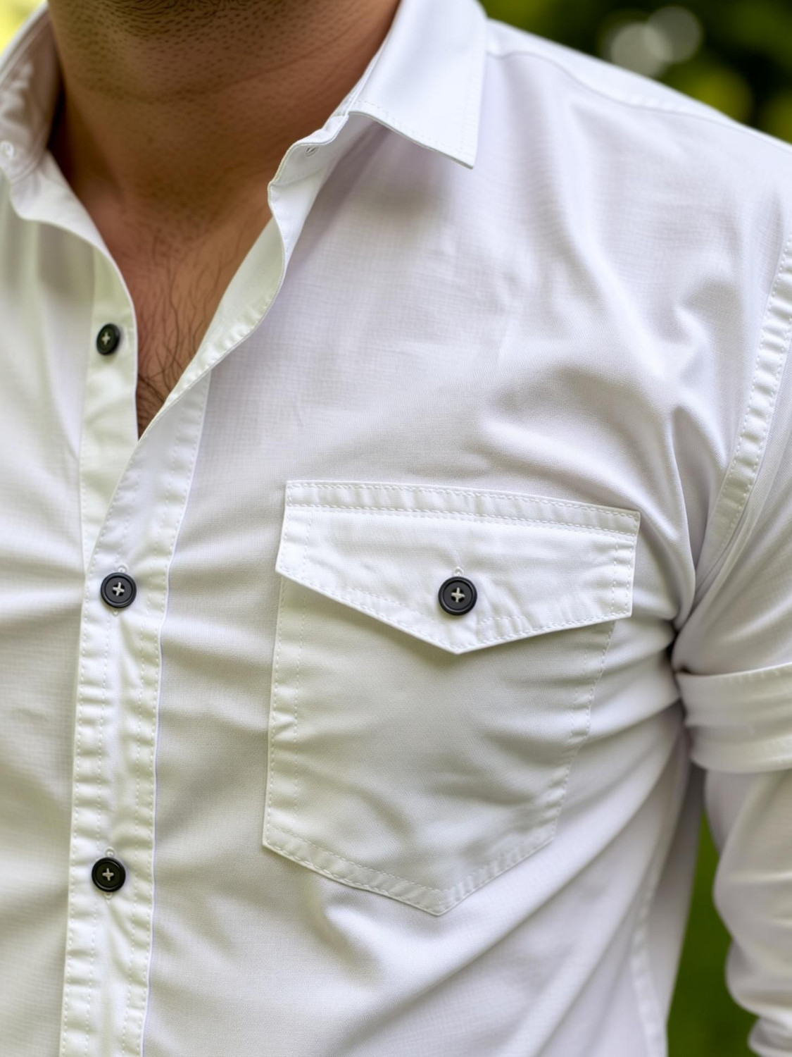 Image of EMTY FASHION Men Solid Casual White Shirt