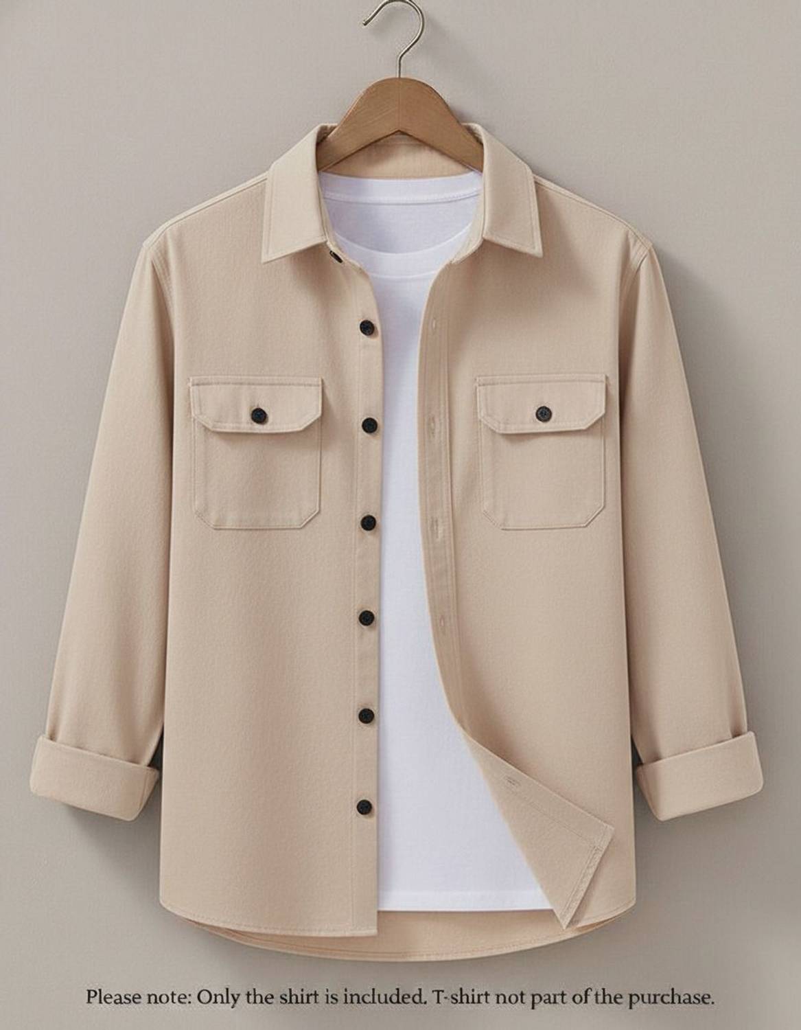 Styles Men Solid Casual Beige Shirt