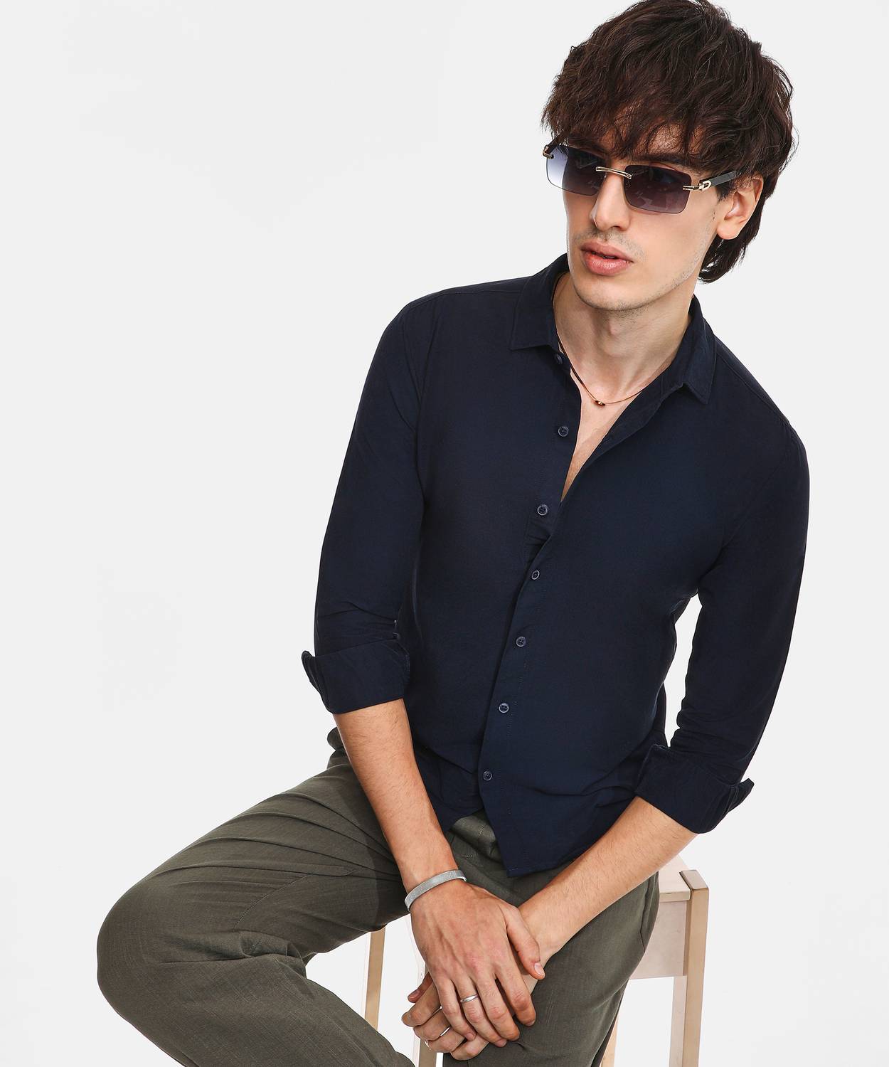 CAHOOT Men Self Design Casual Black Shirt