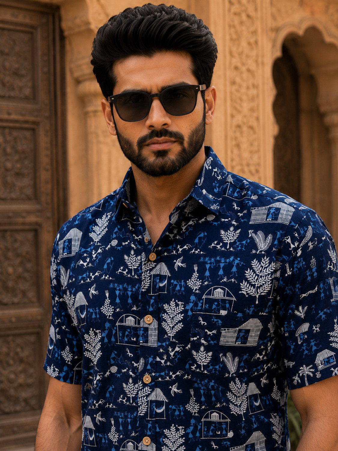 Image of JAIPUR RAJWADA Men Printed Casual Multicolor Shirt