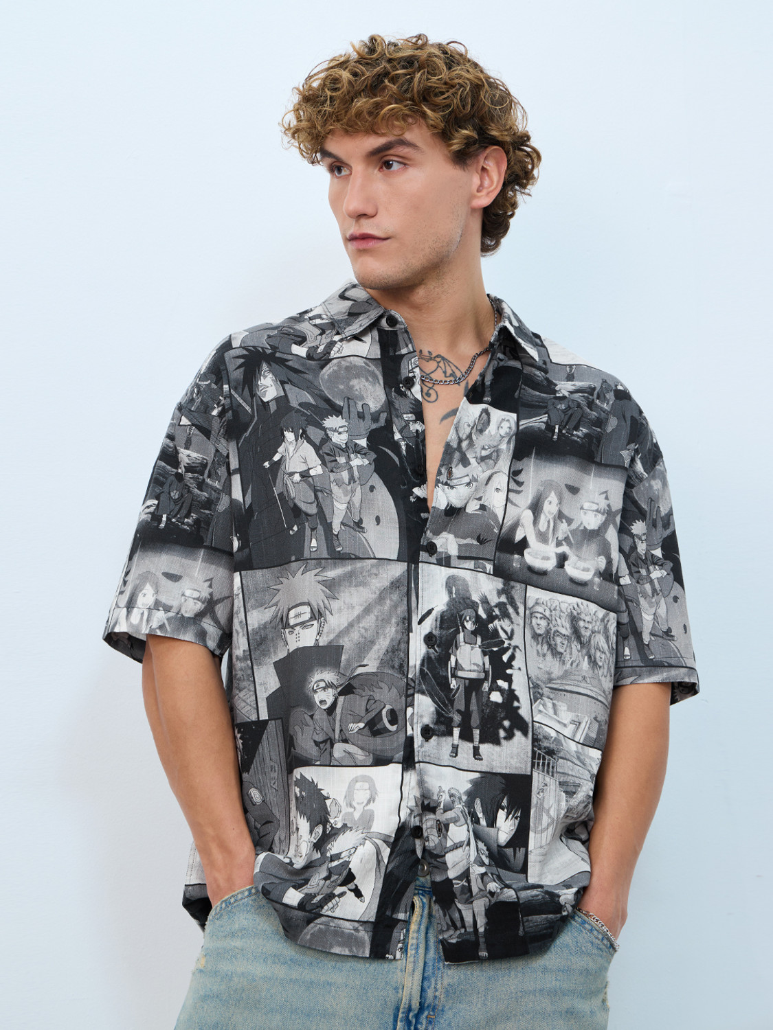 Image of The Souled Store Men Graphic Print Casual Black Shirt