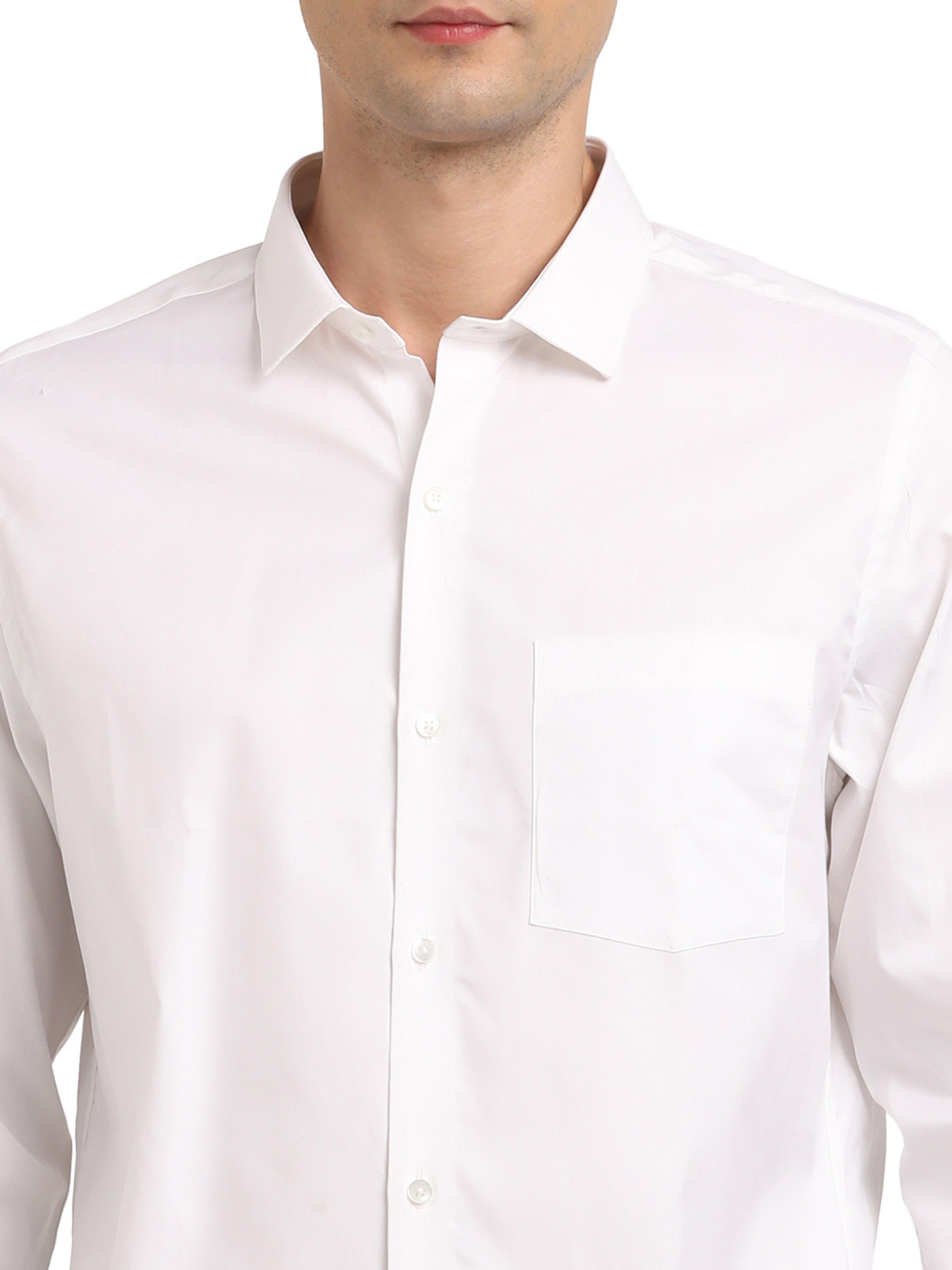 Image of TURTLE Men Solid Formal White Shirt