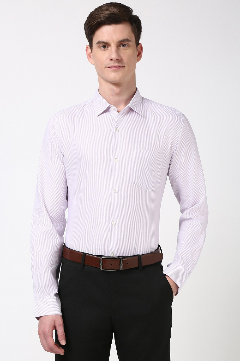 Image of PETER ENGLAND Men Striped Formal Pink Shirt