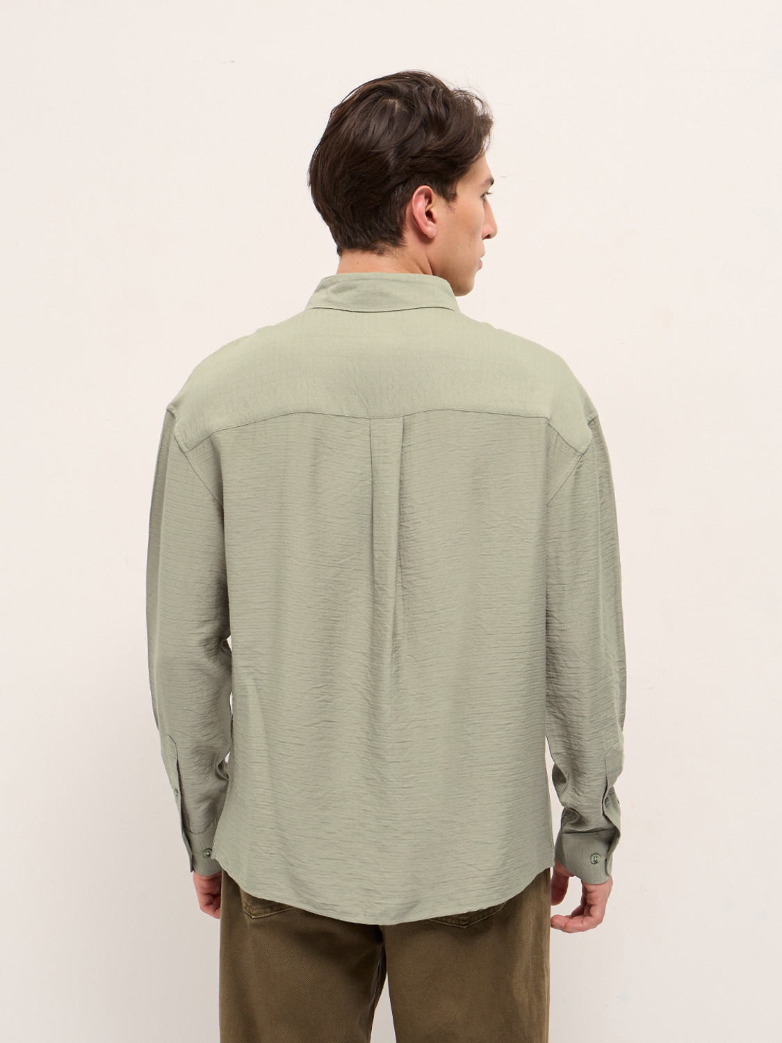 Image of THE BEAR HOUSE Men Self Design Casual Dark Green Shirt