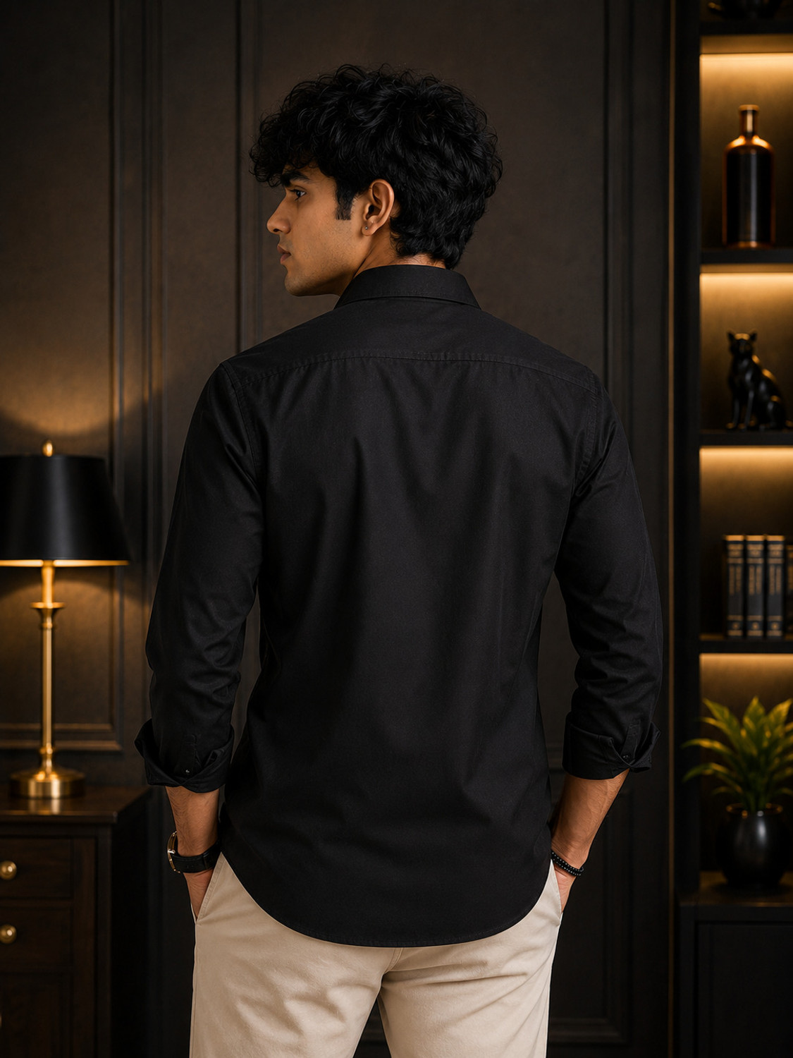 Image of METRONAUT Men Embroidered Casual Black Shirt