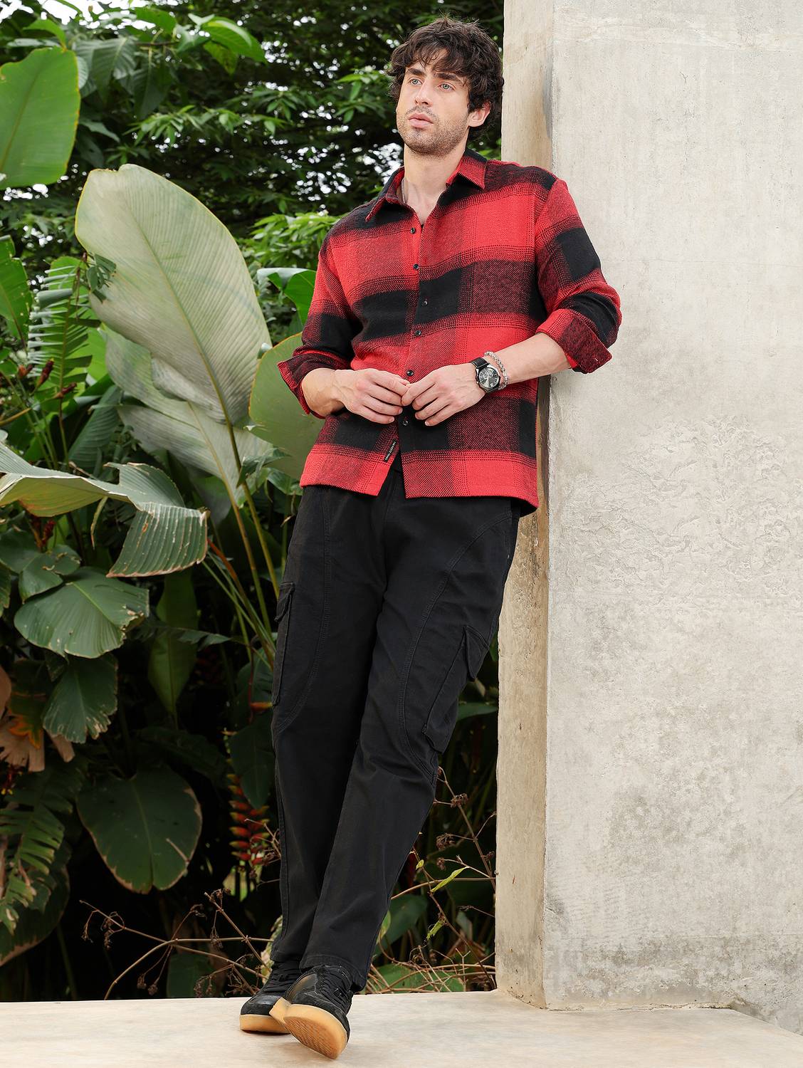 CAHOOT Men Checkered Casual Red Shirt - Image 5