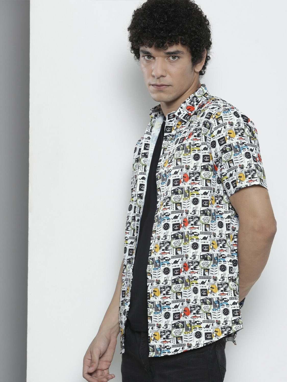 Image of The Indian Garage Co. Men Printed Casual White Shirt