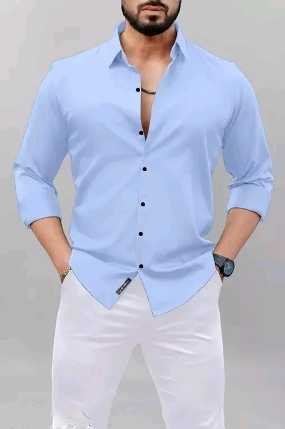 Image of UNNATI TRENDS Men Solid Formal Multicolor Shirt