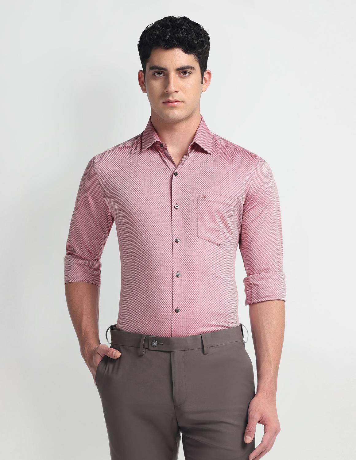 ARROW Men Slim Fit Self Design Spread Collar Formal Shirt