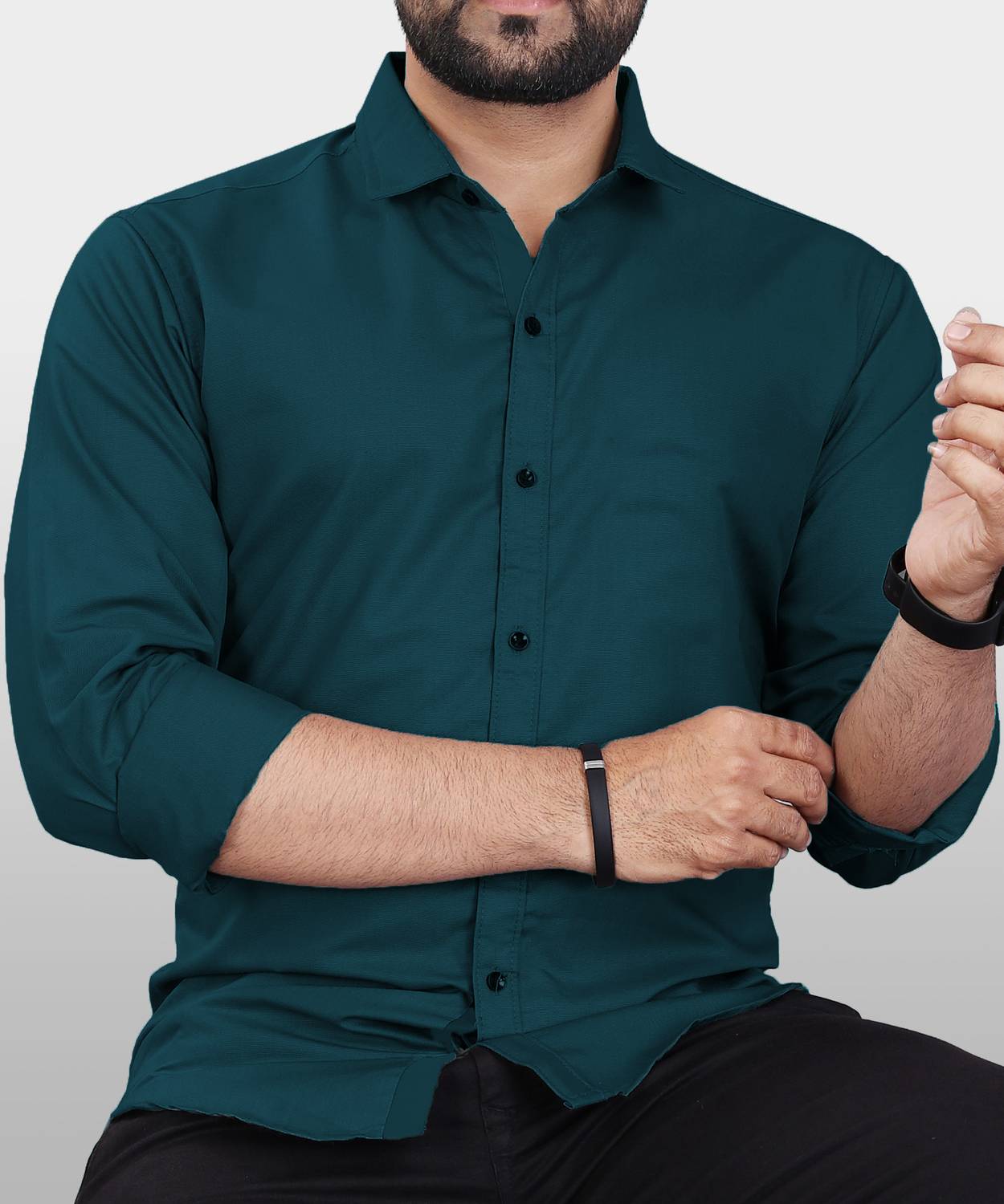 EVIQE Men Regular Fit Solid Spread Collar Casual Shirt