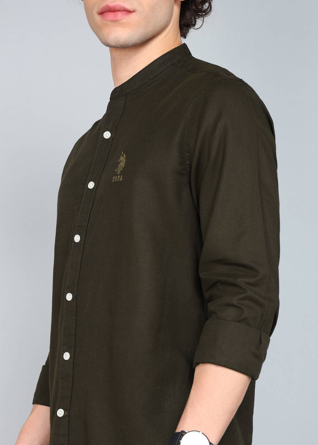 U.S. POLO ASSN. Men Dark Green Casual Shirt - Image 5