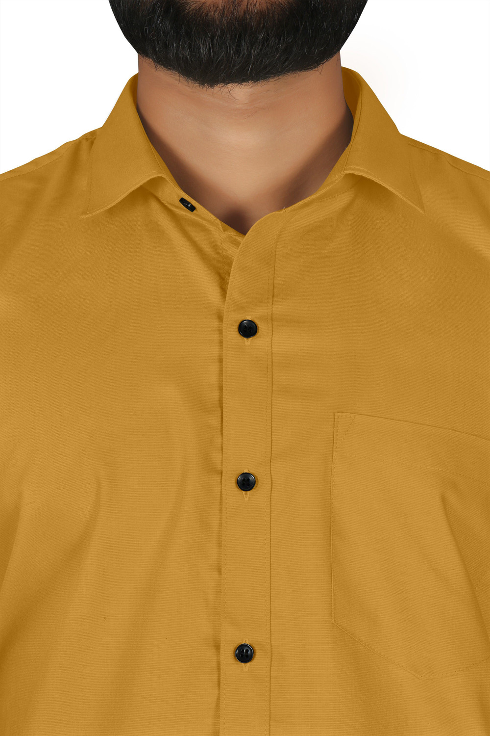Image of FIBERMILL Men Solid Formal Yellow Shirt