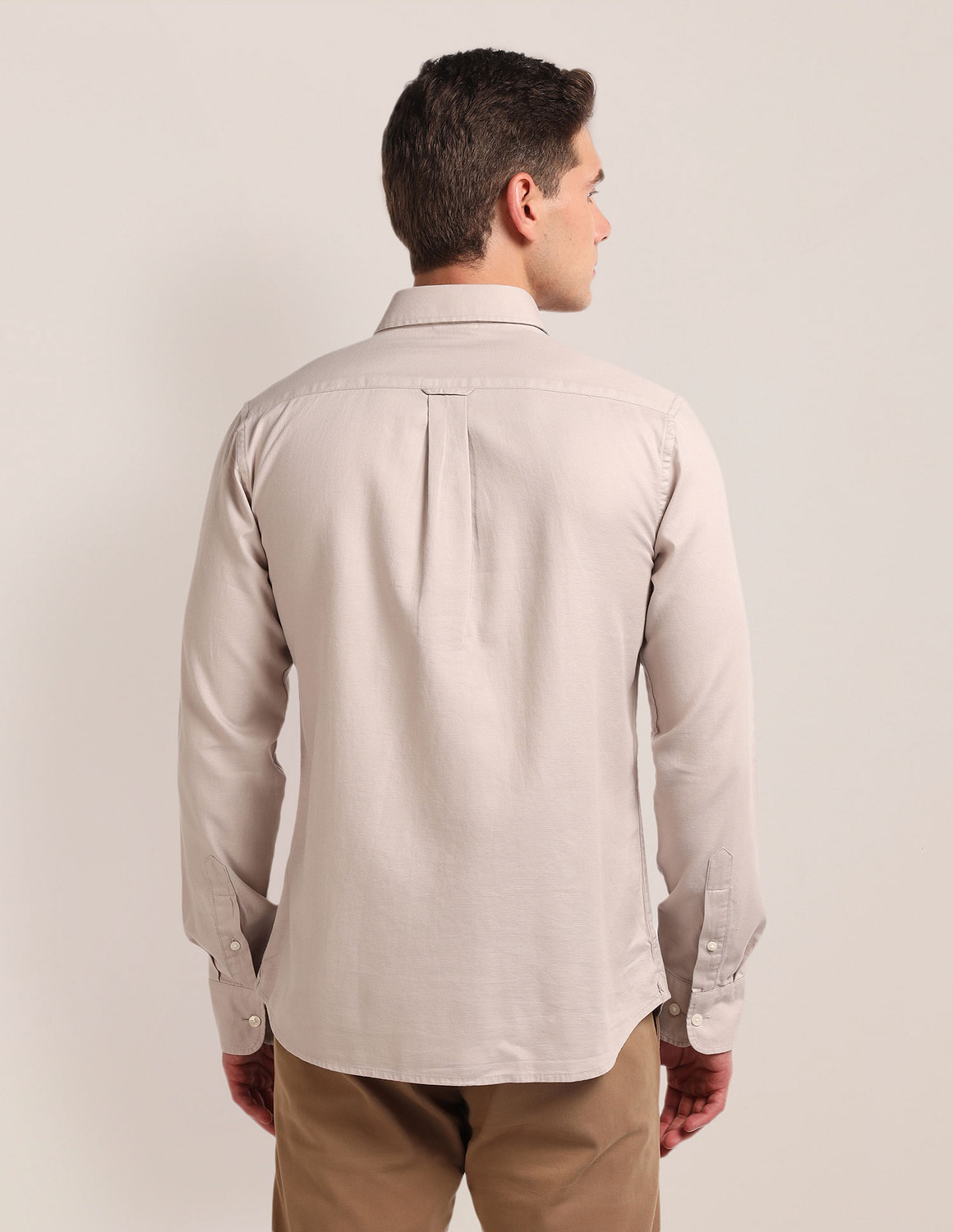 Image of U.S. POLO ASSN. Men Solid Casual Beige Shirt