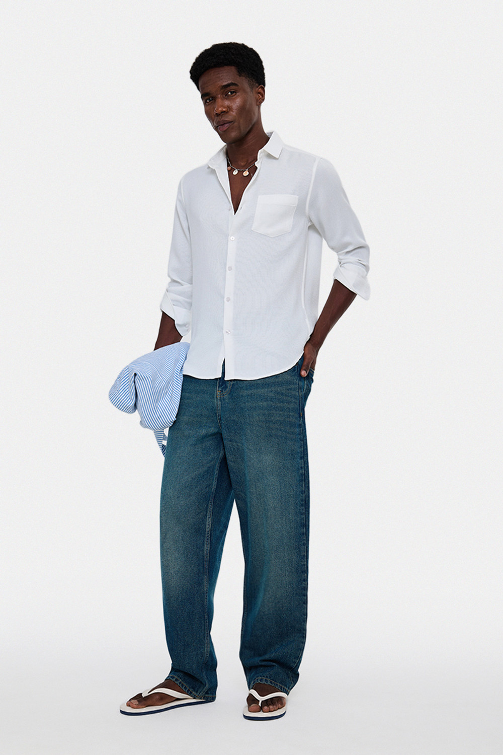 Image of Snitch Men Solid Casual White Shirt