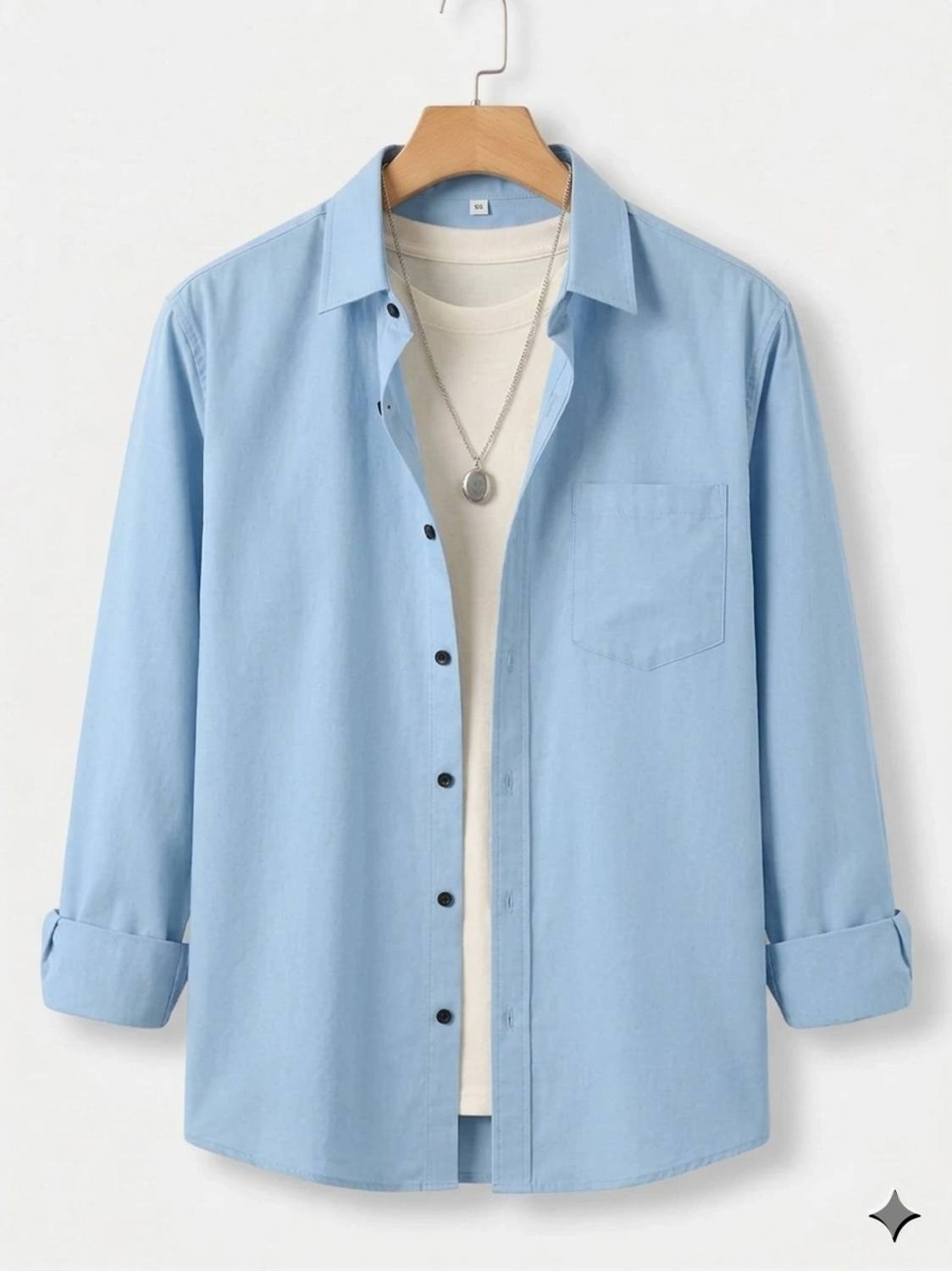 METRONAUT Men Solid Light Blue Casual Shirt