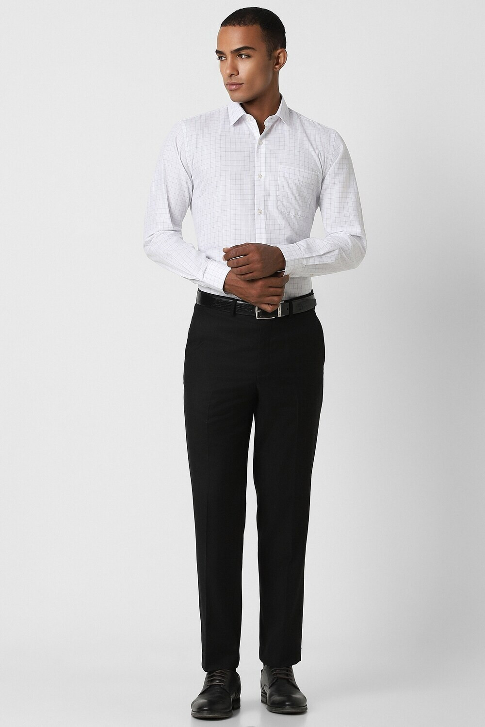 Image of PETER ENGLAND Men Checkered Formal White Shirt