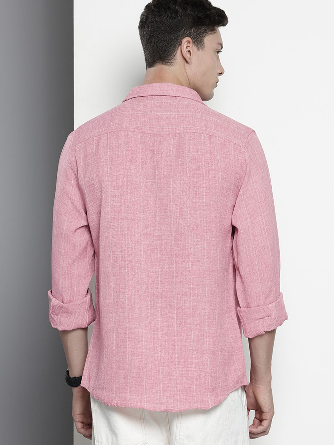 Image of The Indian Garage Co. Men Striped Casual Pink Shirt