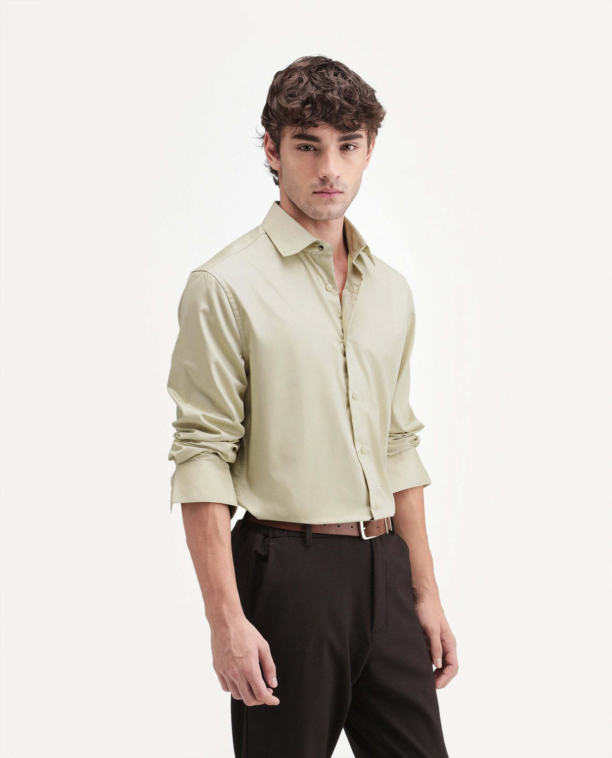 Image of RARE RABBIT Men Solid Casual Green Shirt