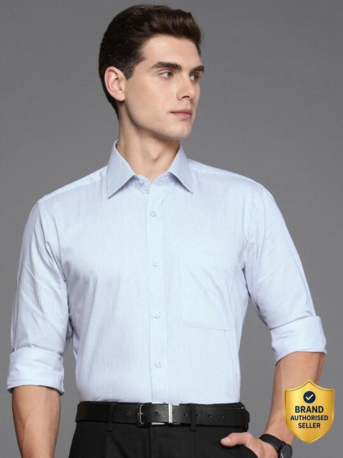 Image of Raymond Men Regular Fit Striped Formal Shirt
