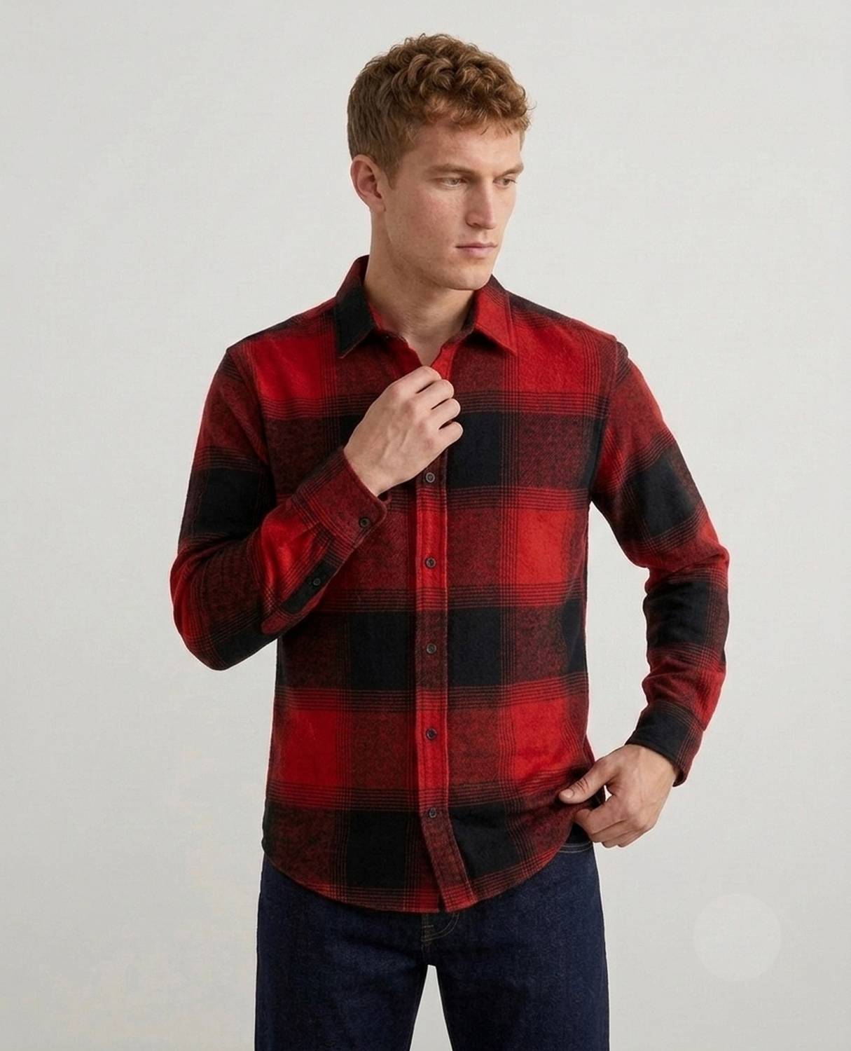DIMMY Men Checkered Casual Red Shirt - Image 3
