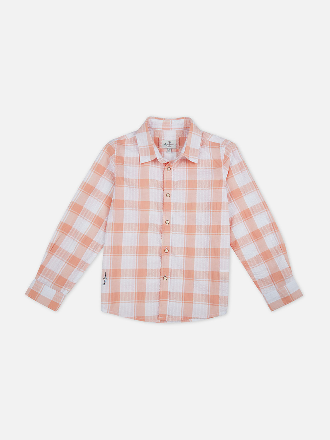 Image of Pepe Jeans Boys Checkered Casual Orange Shirt
