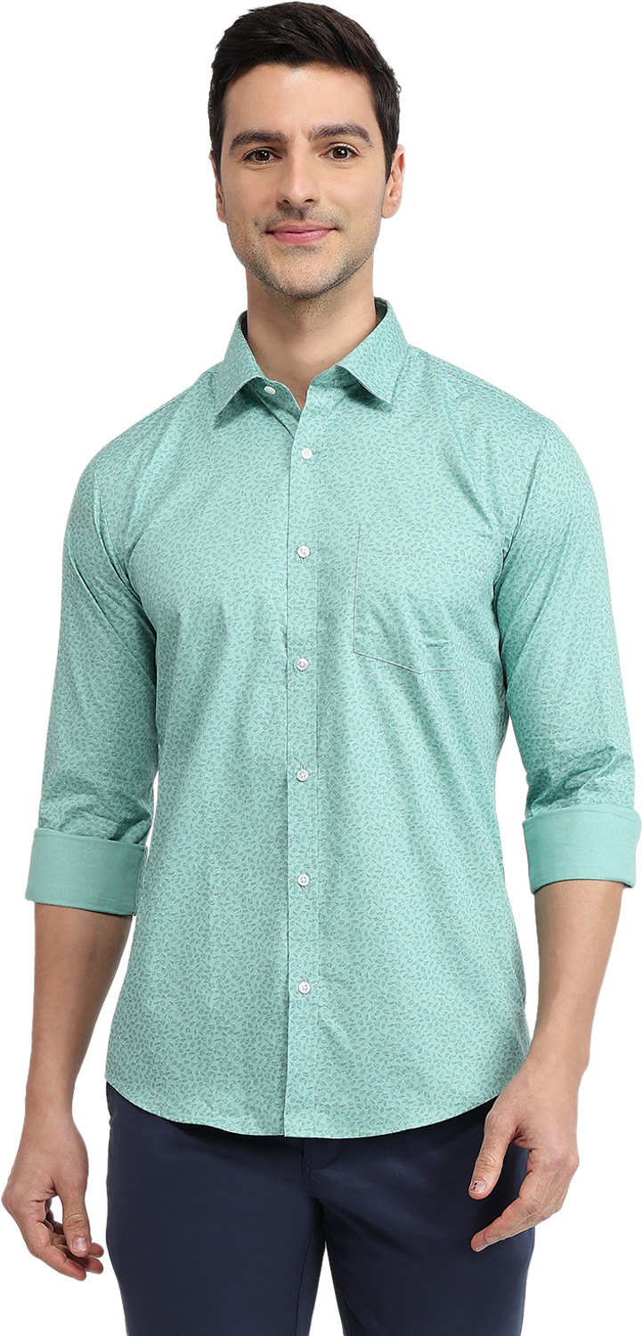 PARK AVENUE Men Printed Formal Green Shirt