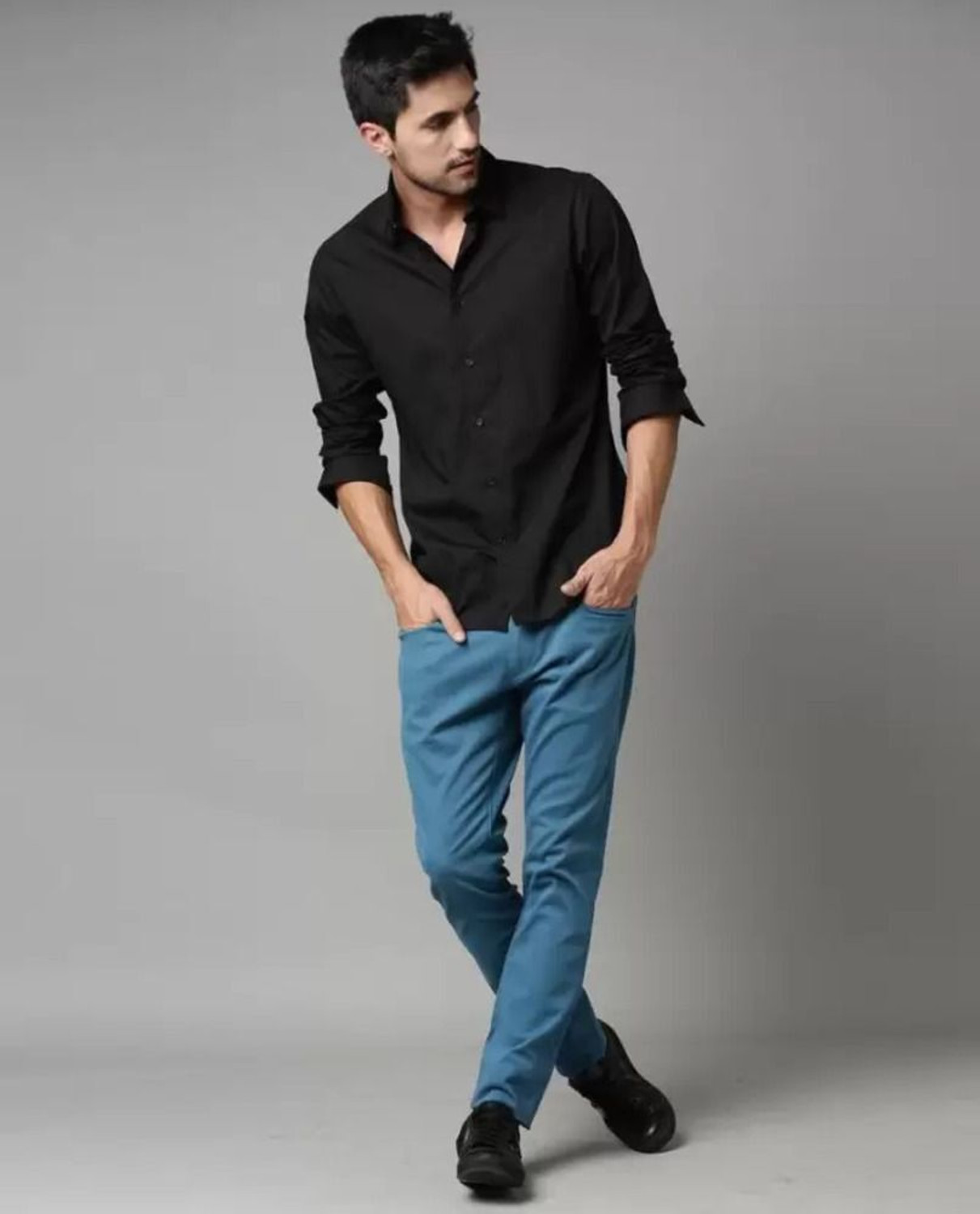 Image of GLeo Men Solid Casual Black Shirt