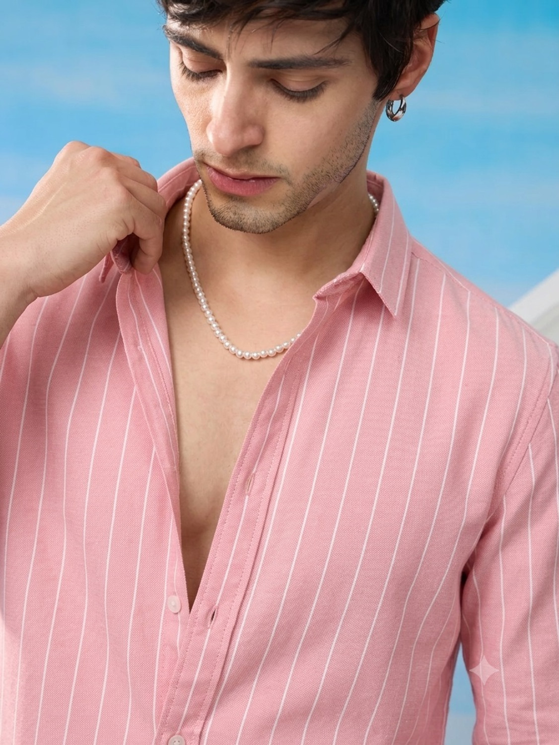 Image of METRONAUT Men Striped Casual Pink Shirt