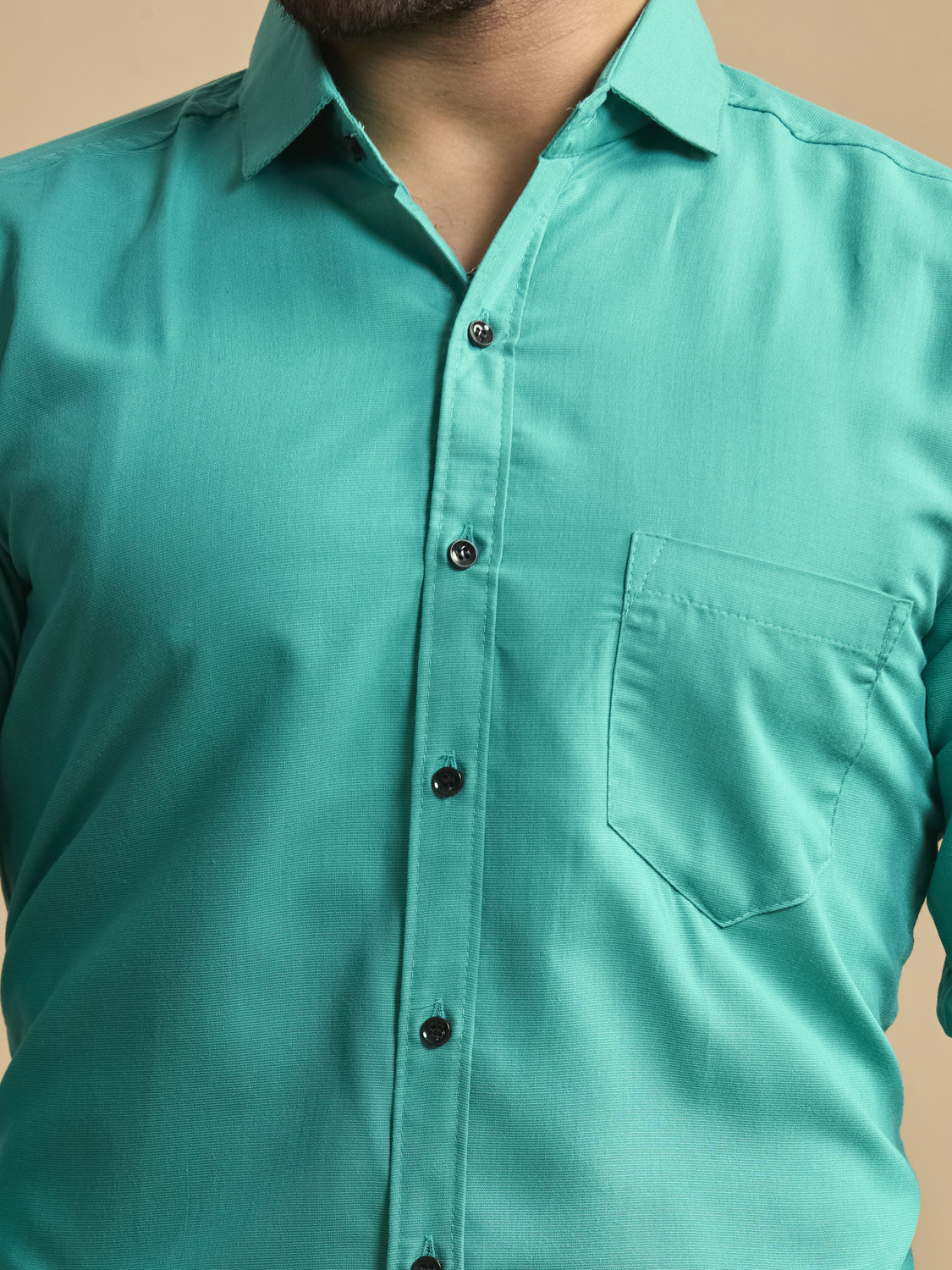 Image of STONEBERG Men Solid Formal Light Green Shirt