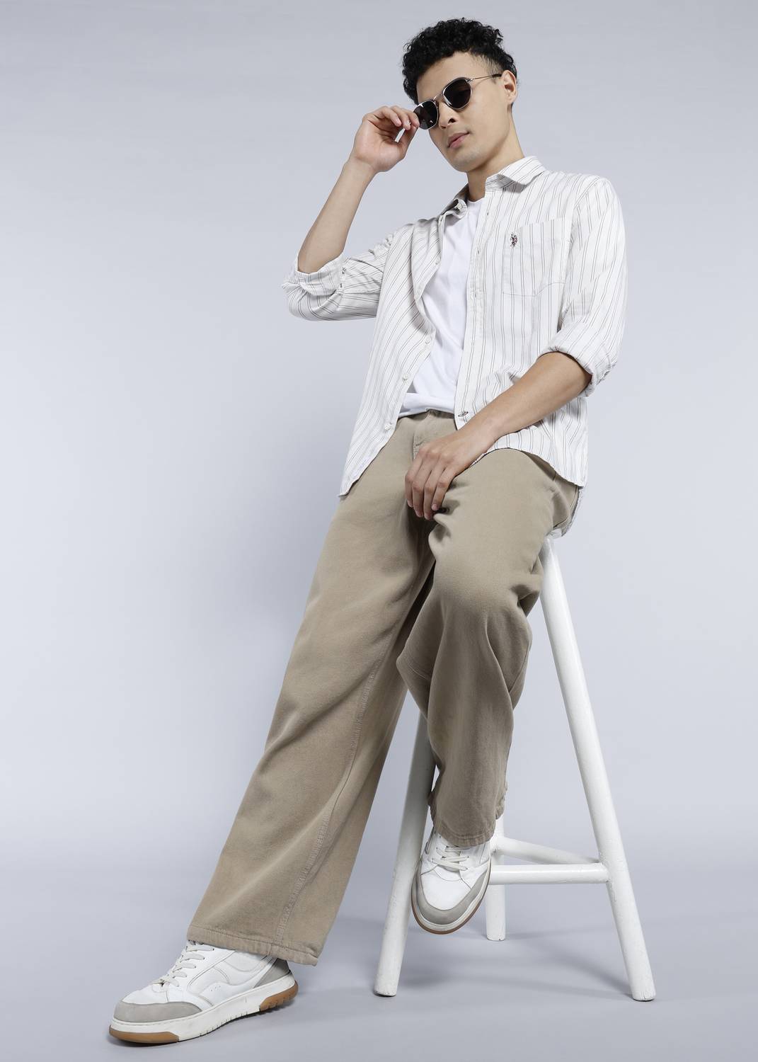 U.S. POLO ASSN. Men Striped Casual White Shirt - Image 2