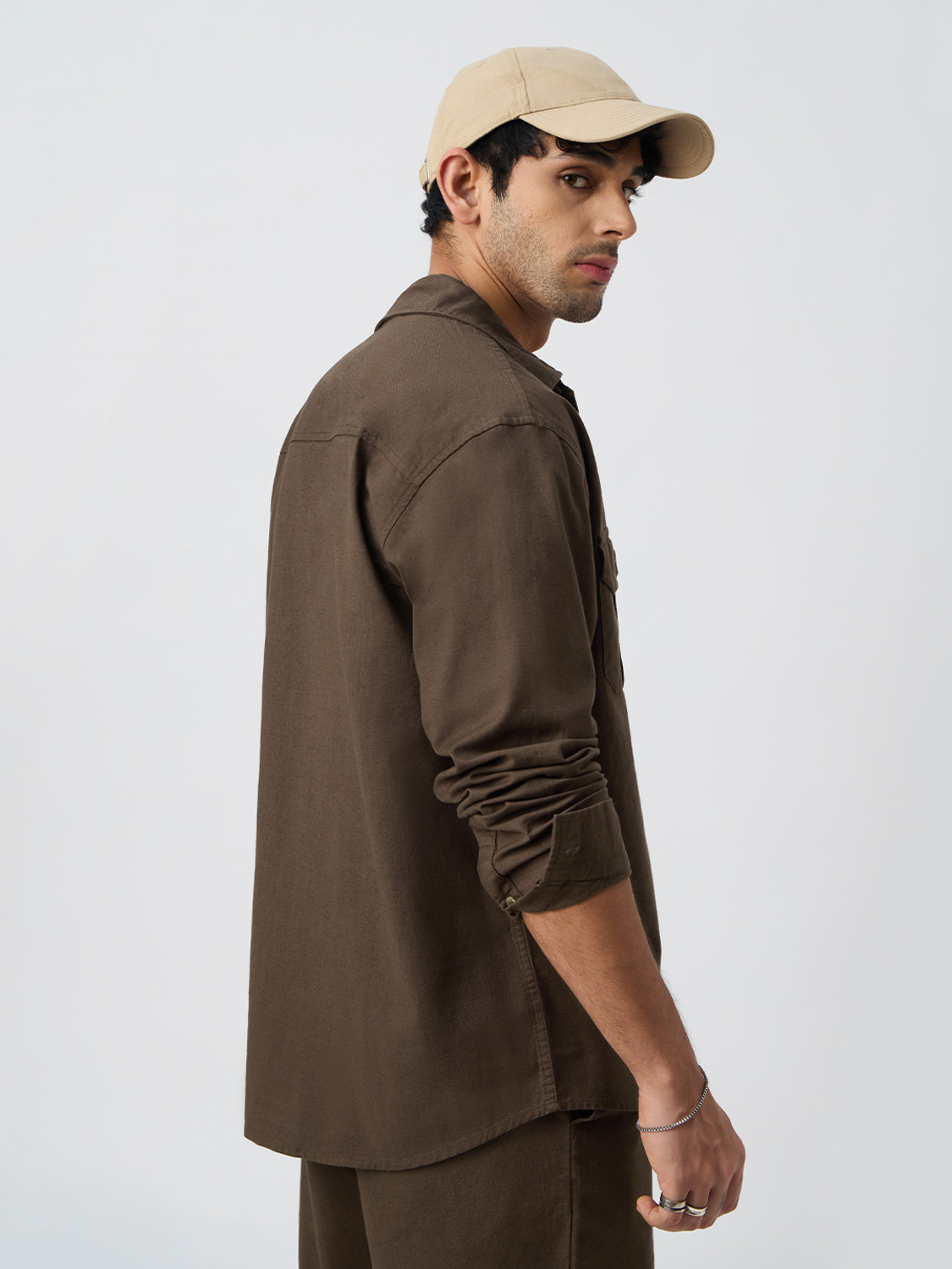Image of The Souled Store Men Solid Casual Brown Shirt