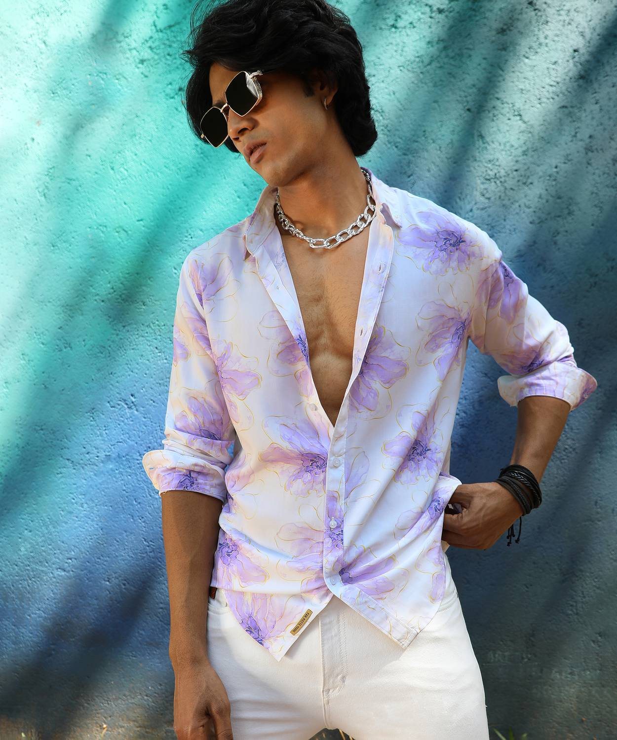 CAHOOT Men Printed Casual White Shirt