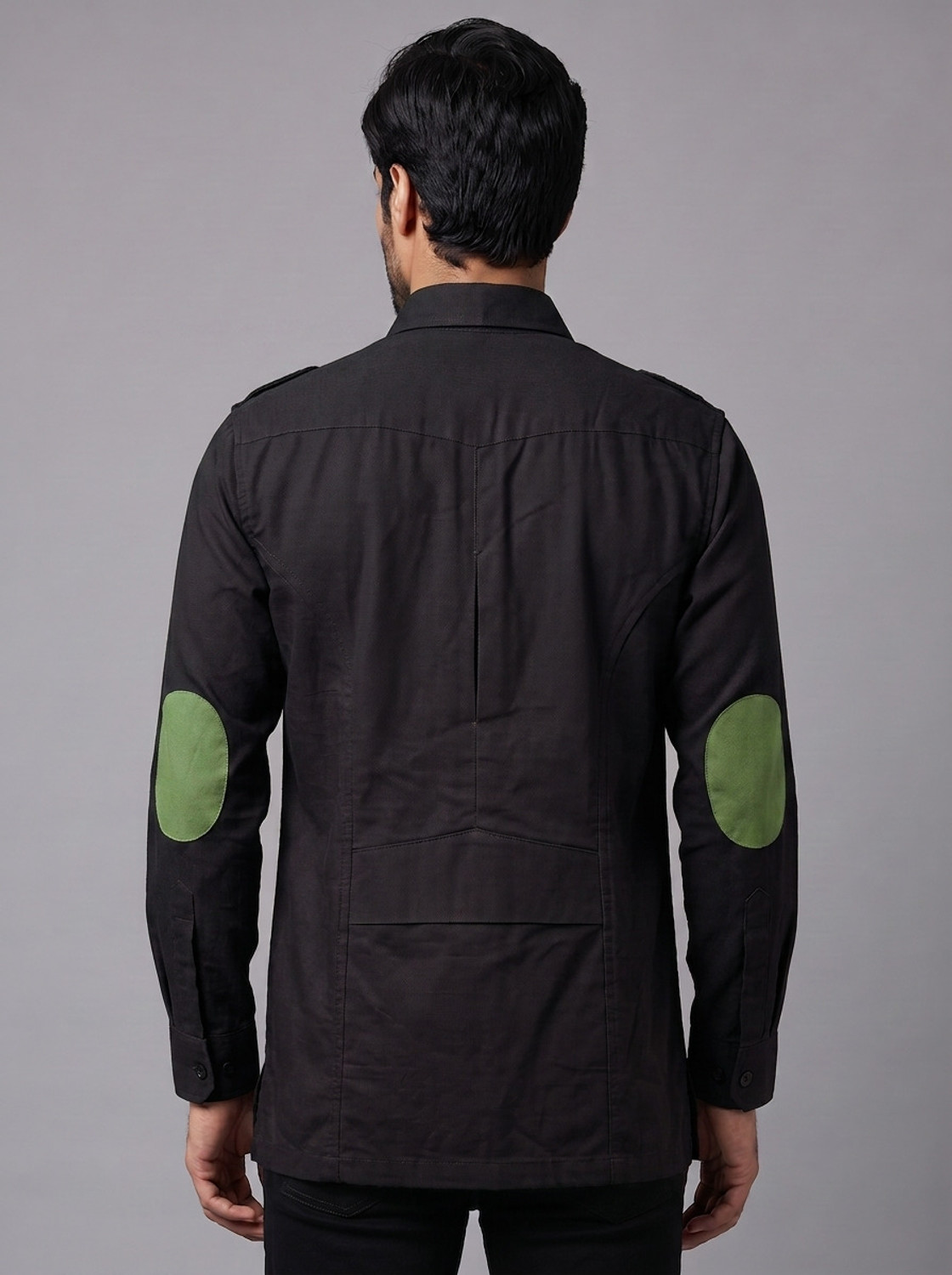 Image of KAPTO Men Color Block Casual Black Shirt