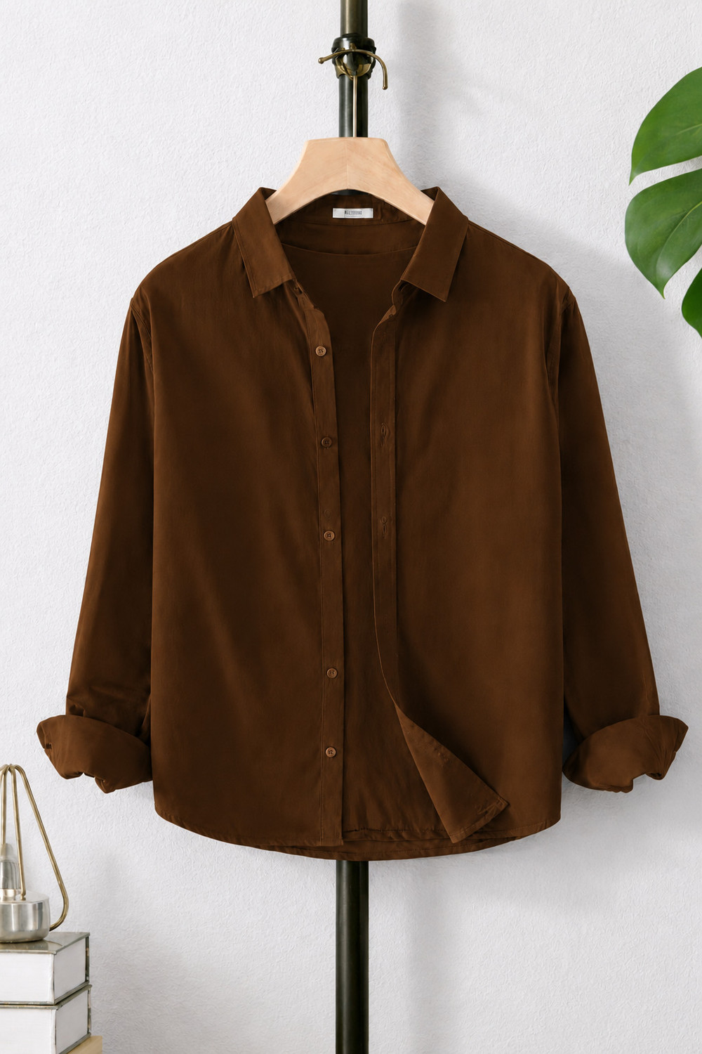 Image of TorontoCN Men Solid Casual Brown Shirt