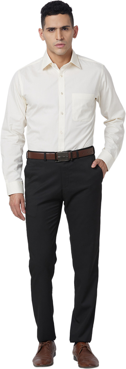 Image of Raymond Men Solid Formal Beige Shirt