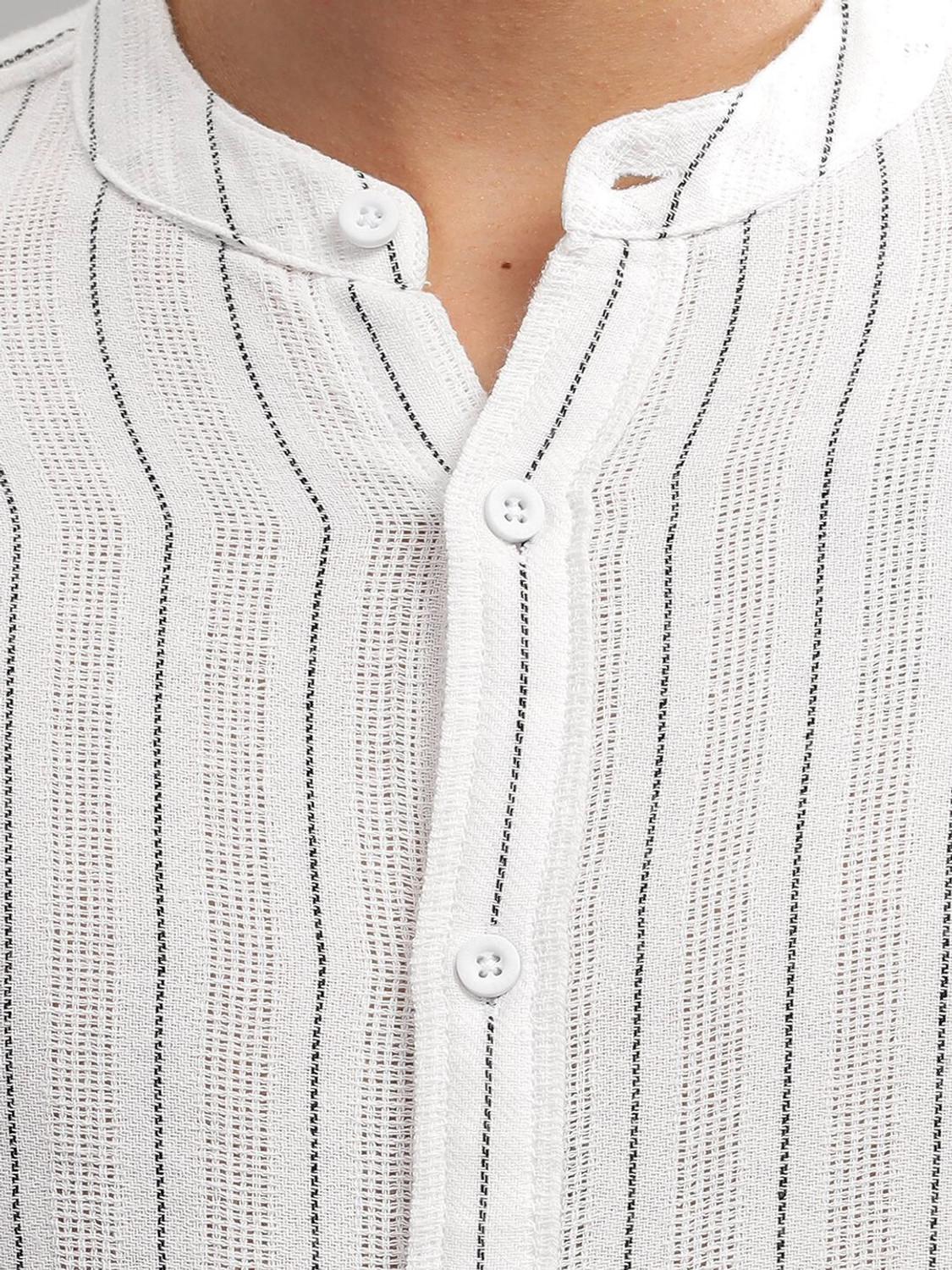 Image of HERE&NOW Men Striped Casual White Shirt